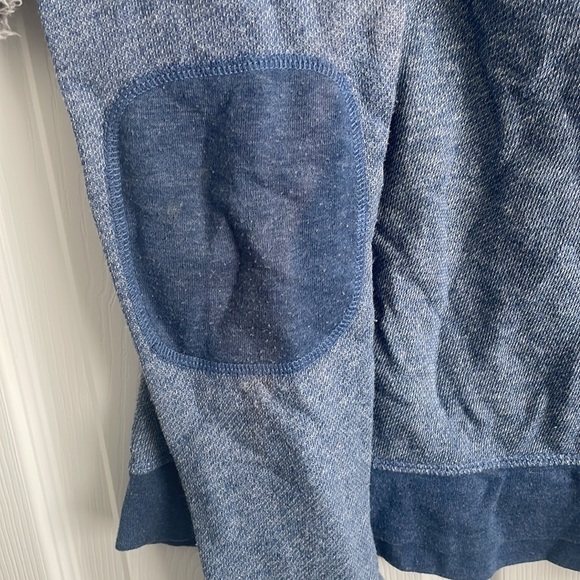 Wide Neck Patched Elbows Lightweight Super Soft Terry Sweater - Picture 3 of 4